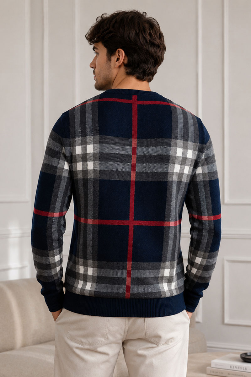 Burberry Мужская синяя кофта check pattern 