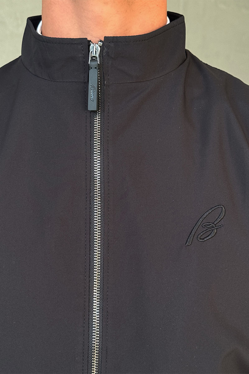 Brioni Мужская чёрная ветровка logo-embroidered