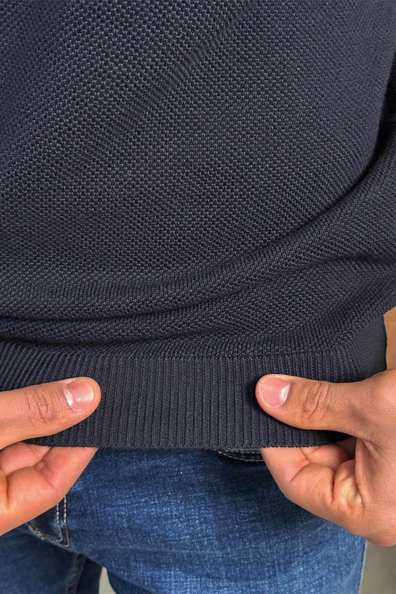 Tommy Hilfiger Тёмно-синий джемпер Zip Neck logo-embroidered