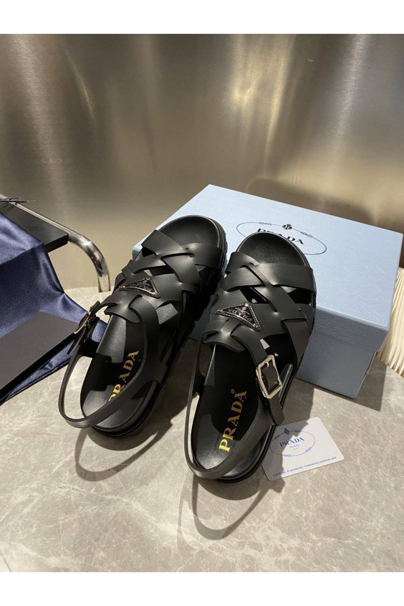 Prada Женские кожаные сандалии Monolith