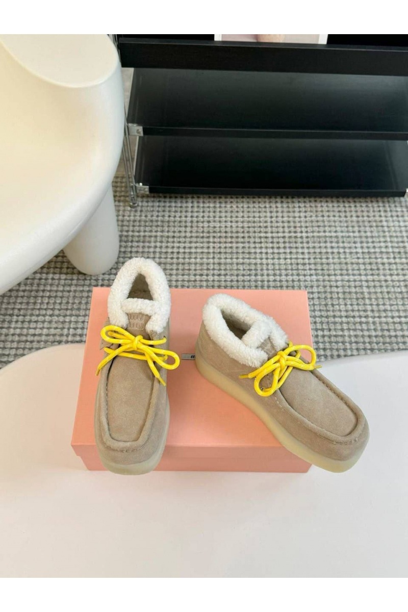 MIU MIU Женские замшевые лоферы с мехом premium