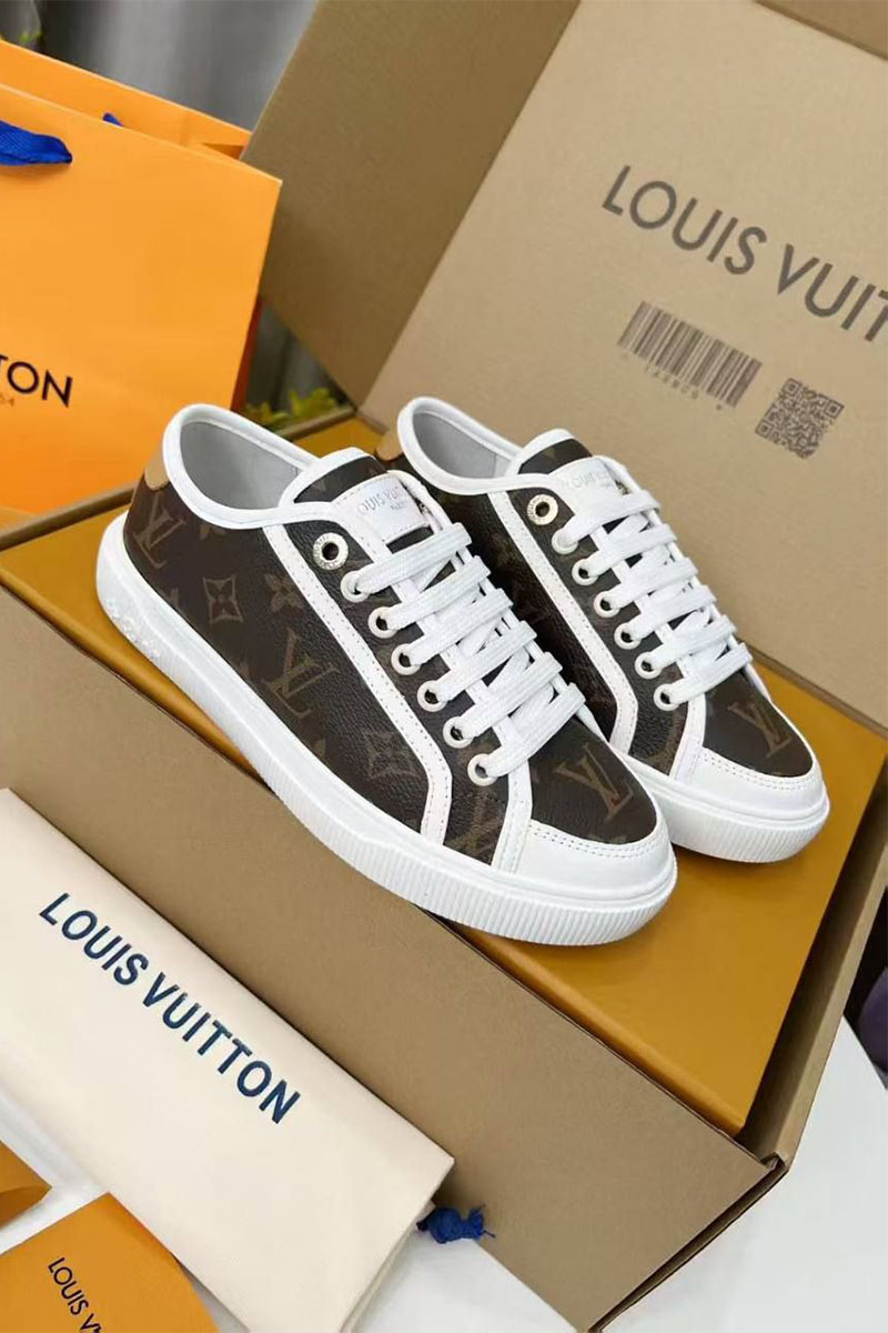 Lоuis Vuittоn Женские кожаные кеды Premium - Brown
