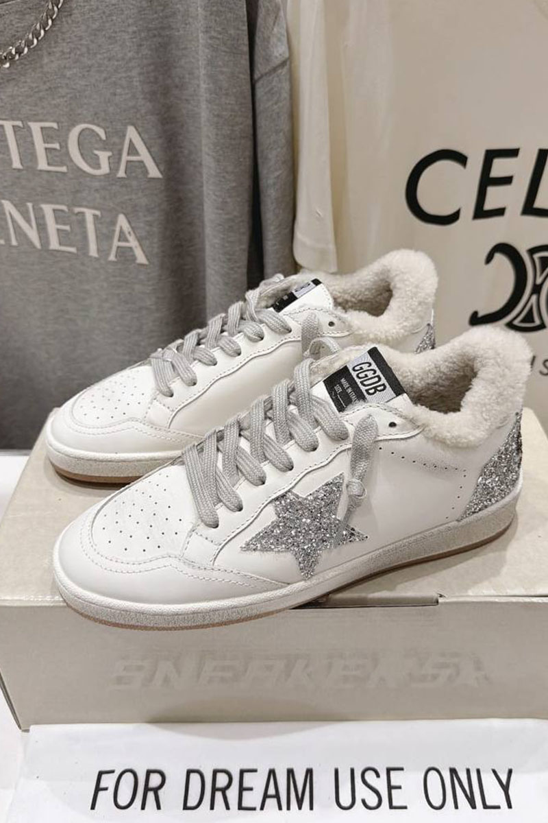 Designer Clothing Женские кожаные кроссовки с мехом Golden Goose Ball Star premium