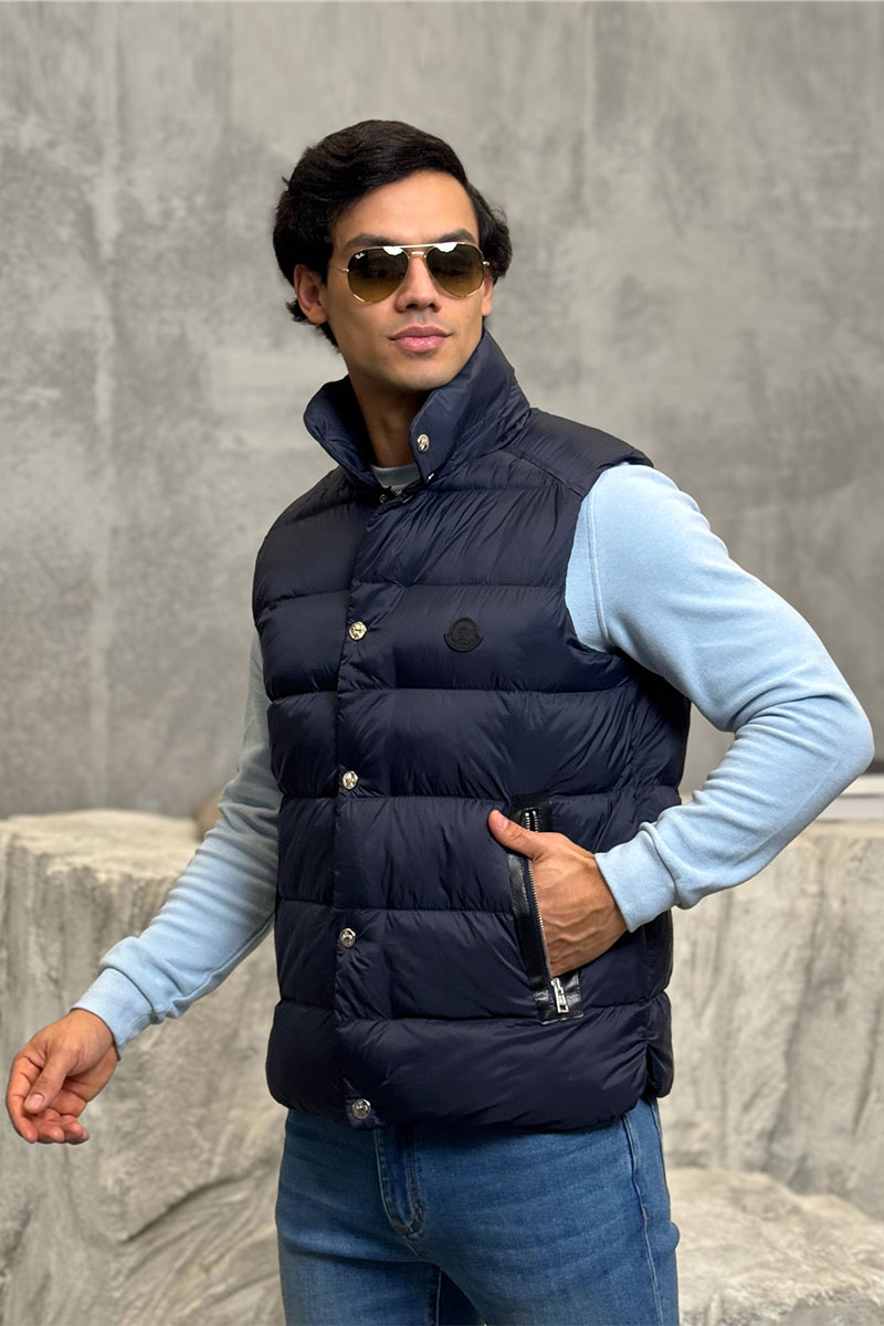 Moncler Тёмно-синий жилет Herniaire logo-patch
