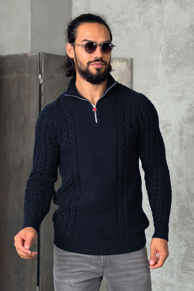Kiton Мужской свитер тёмно-синего цвета 