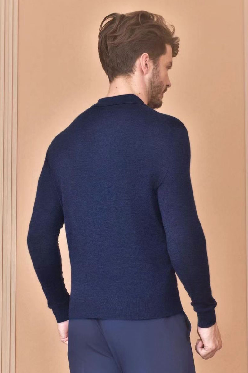 Loro Piana Поло с длинным рукавом Premium - Flower Hide Blue