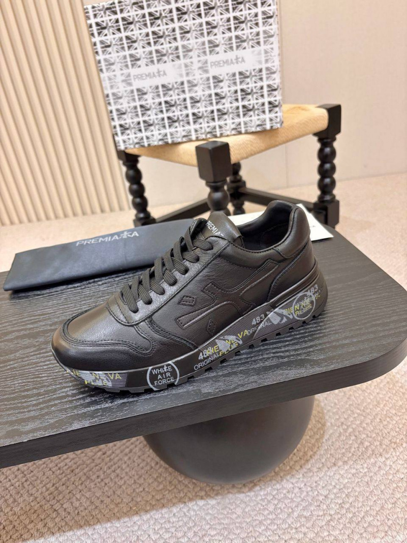 Premiata Чёрные кожаные кроссовки Mick