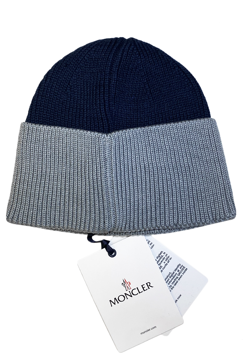 Moncler Брендовая шапка с логотипом - Navy / Grey