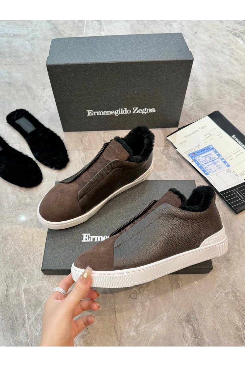Zegna Кроссовки с мехом Triple Stitch