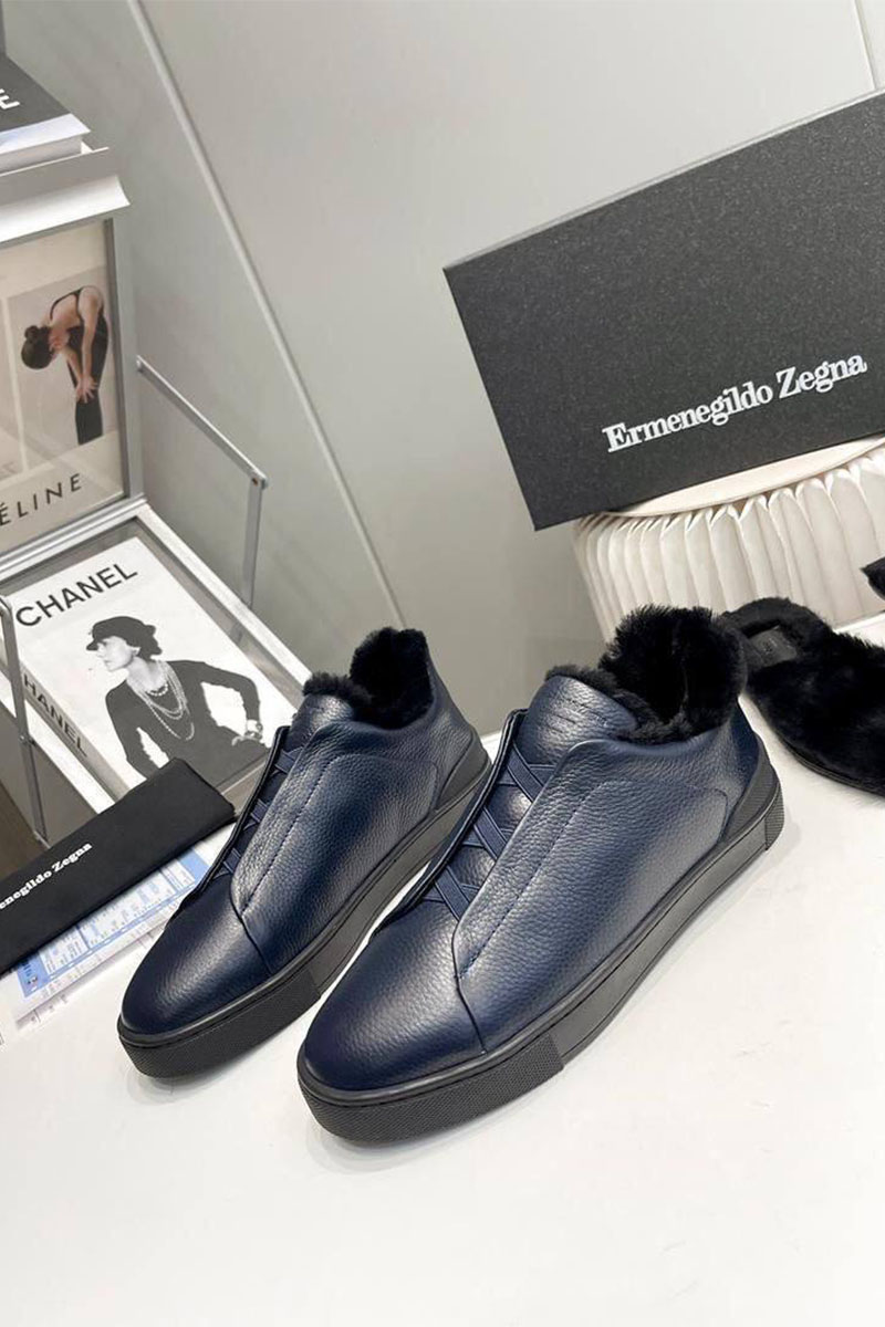 Zegna Кроссовки с мехом Triple Stitch