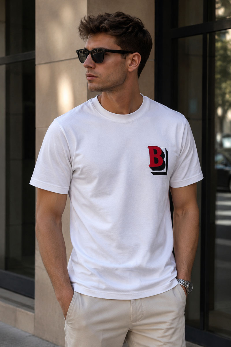 Burberry Мужская футболка 3D Logo - White