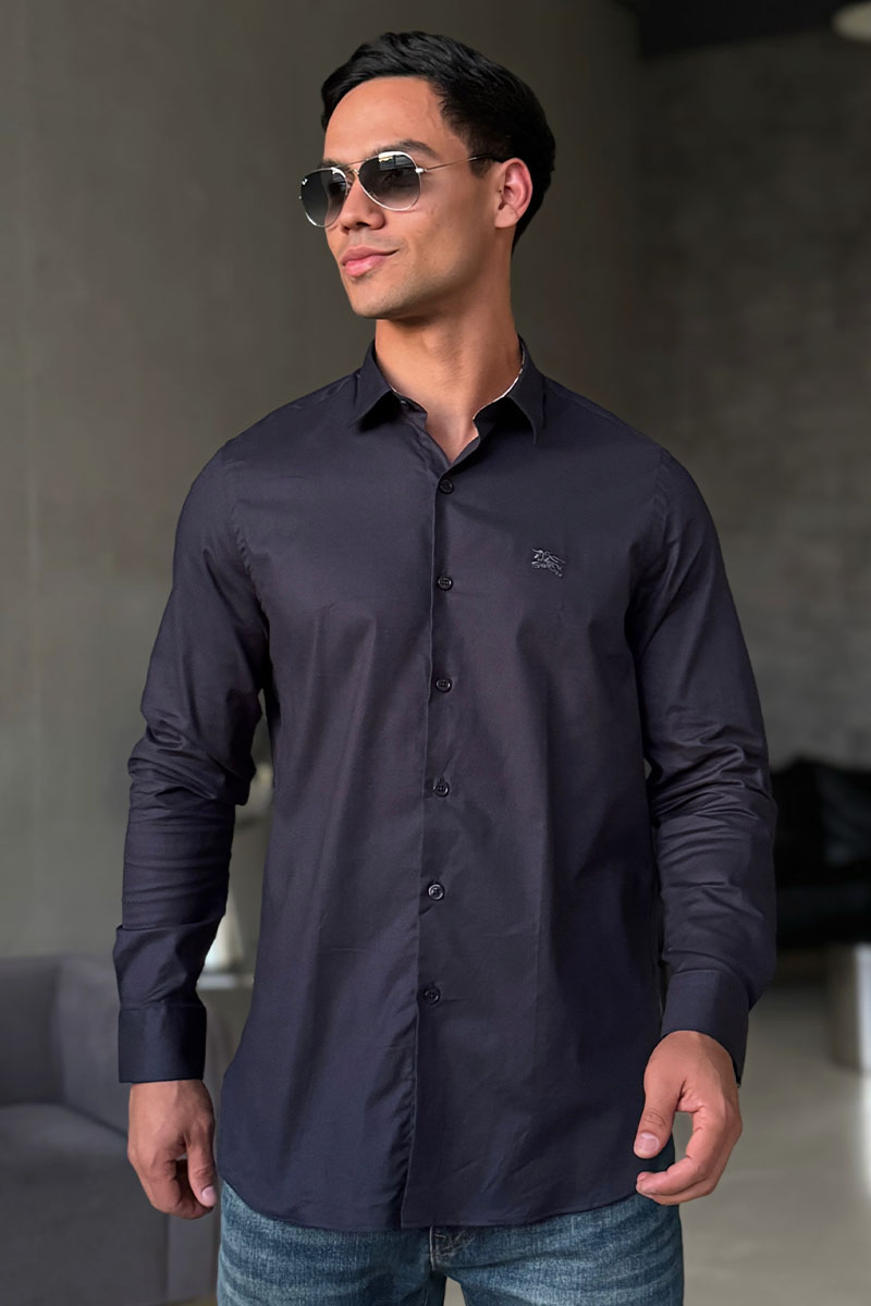 Burberry Мужская рубашка logo-embroidered - Navy