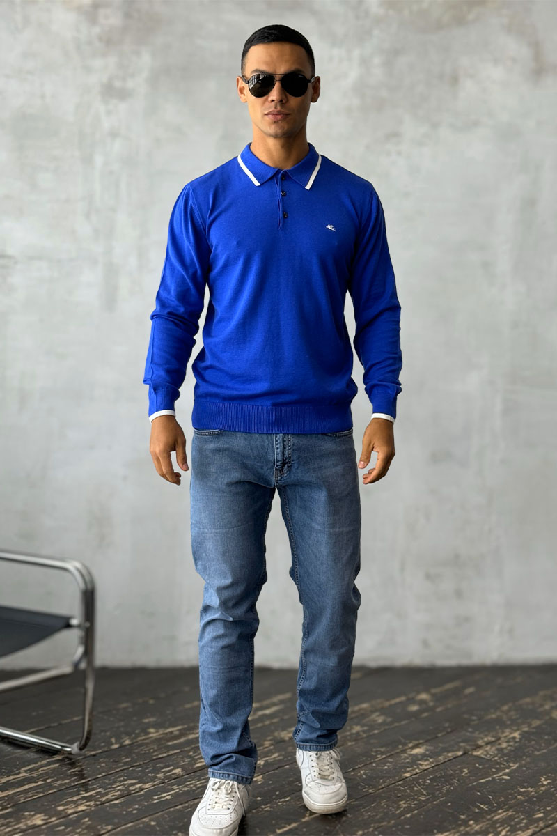 Etro Поло с длинным рукавом Pegaso logo - Blue
