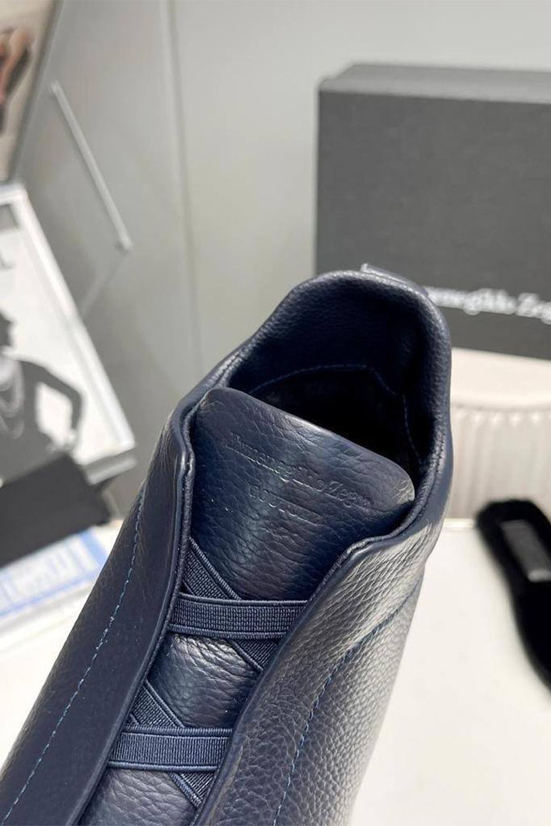 Zegna Кроссовки с мехом Triple Stitch - Navy