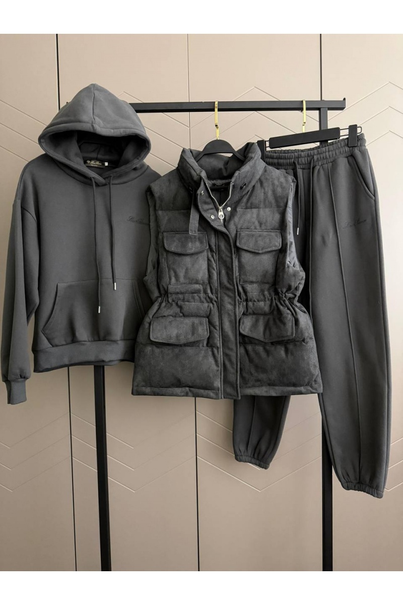 Loro Piana Женский костюм тройка на флисе premium - Grey