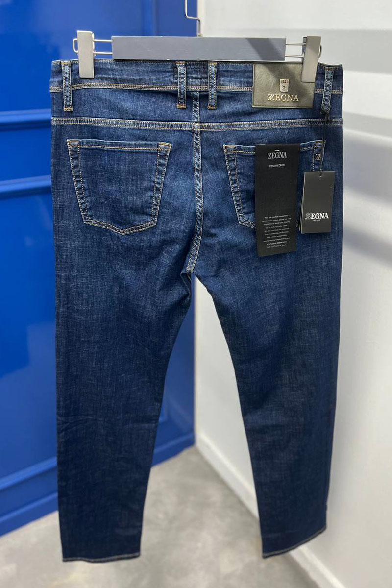 Zegna Мужские джинсы тёмно-синего цвета regular fit
