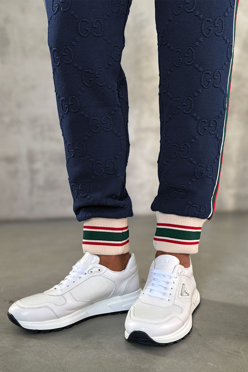 Gucci Тёмно-синие спортивные штаны GG jacquard