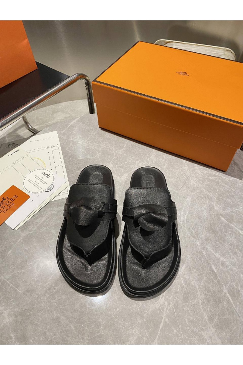 Hermes Женские кожаные шлёпанцы Empire premium