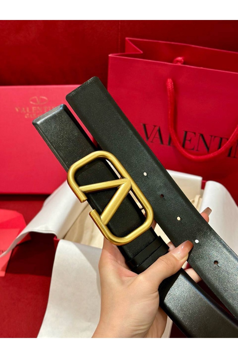 Valentino Чёрный кожаный ремень - ширина 4 см, длина 90 см