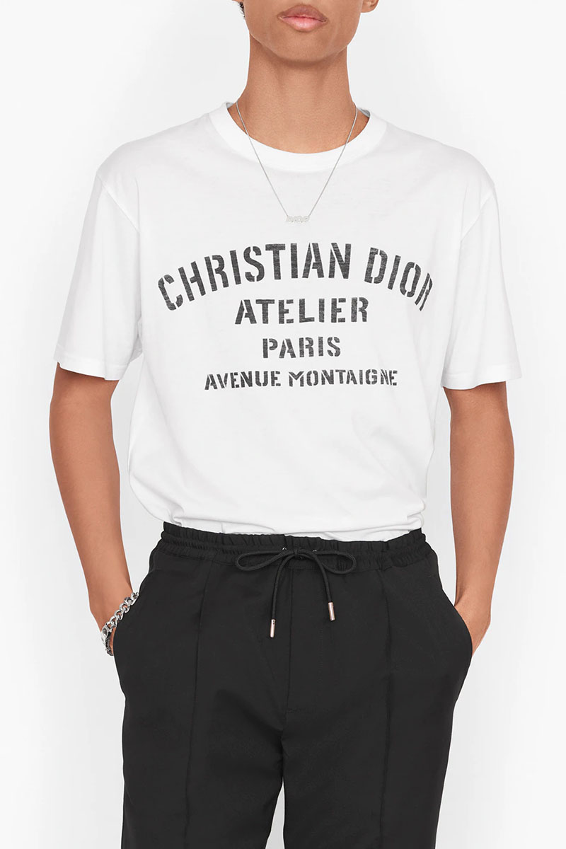 Dior Мужская белая футболка Atelier Paris Avenue Montaigne