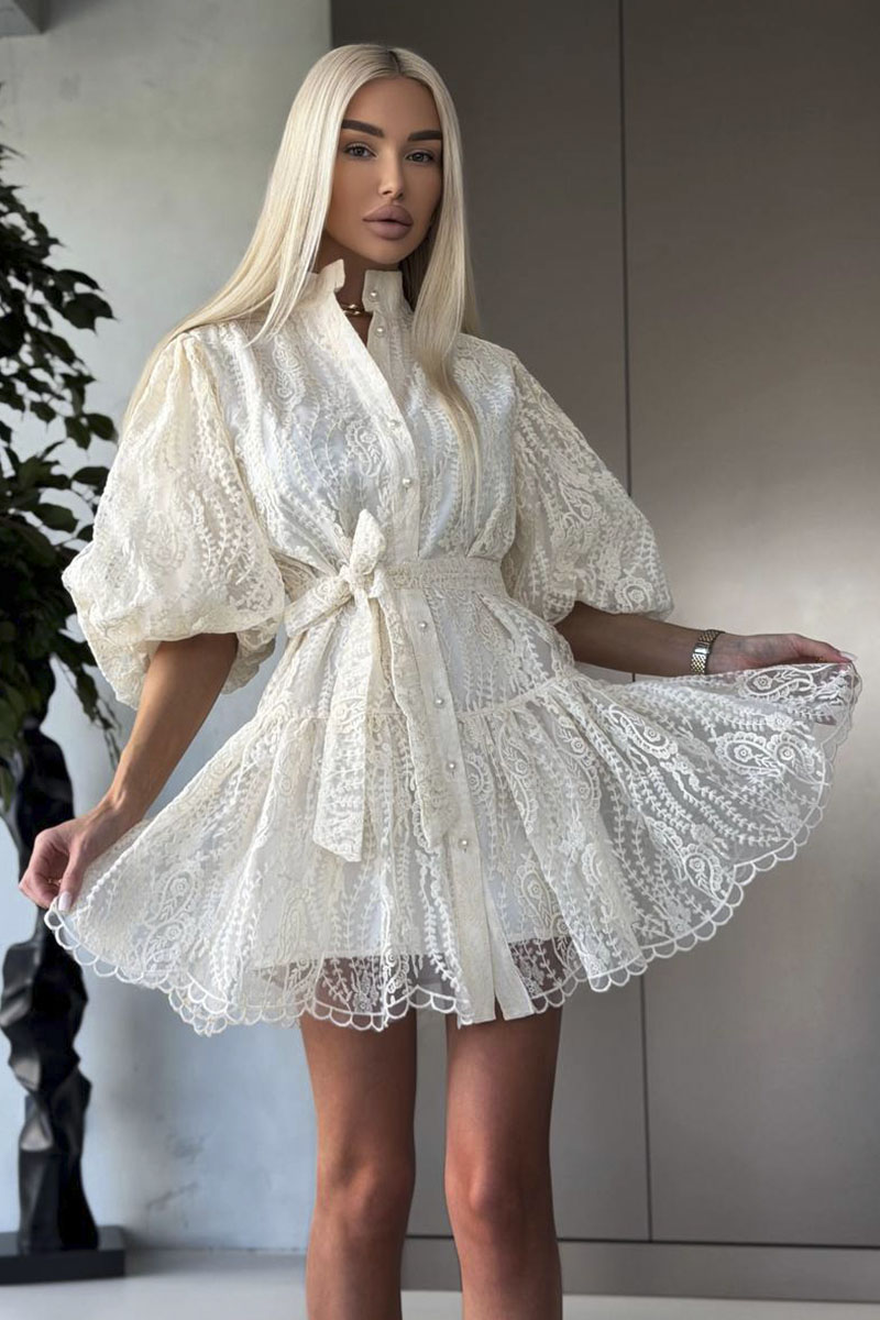Zimmermann Женское кружевное платье premium белого цвета