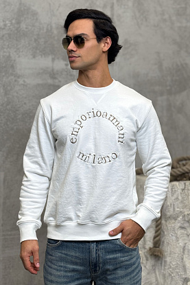 Белый свитшот logo embroidery 