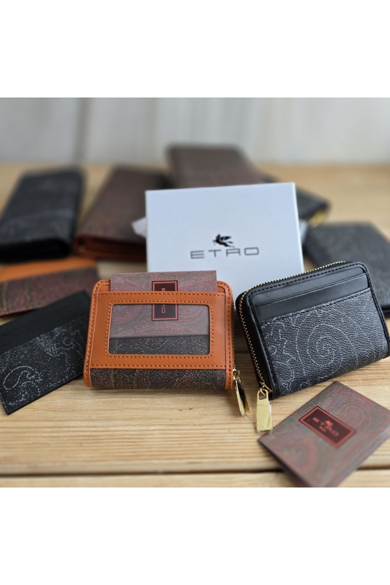 Etro Кожаный кошелёк с узором пейсли 11x8 см