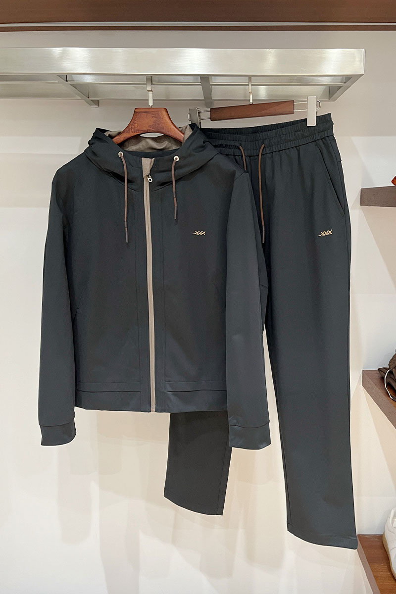 Zegna Мужской чёрный костюм premium