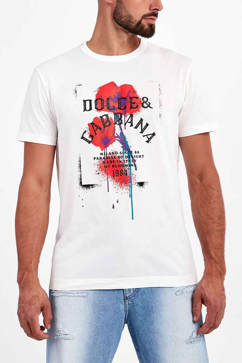 Dоlсе & Gаbbаnа Белая мужская футболка floral logo-print