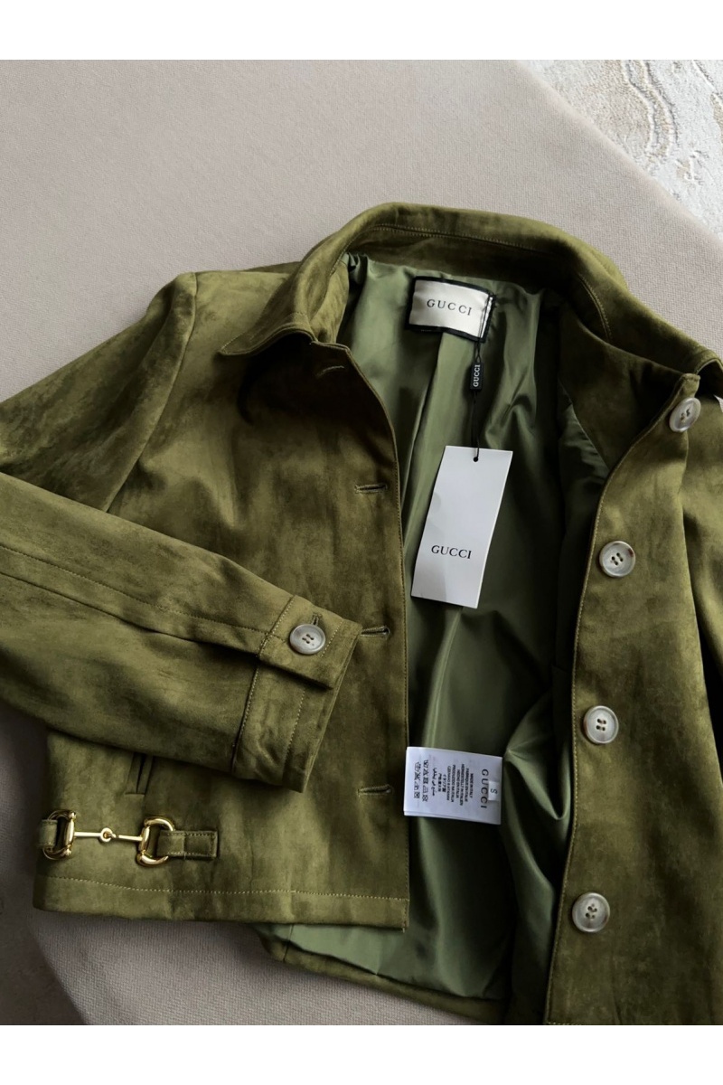 Gucci Женская куртка зелёного цвета GG 