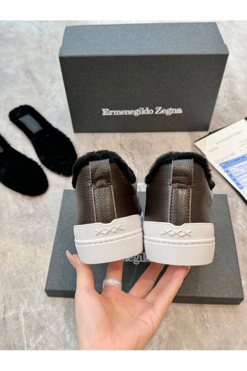 Zegna Кроссовки с мехом Triple Stitch