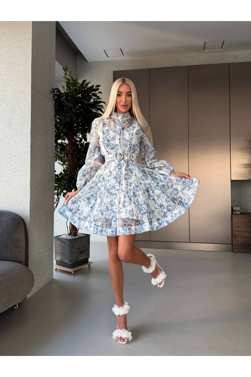 Zimmermann Женское платье с цветочным принтом синего цвета premium