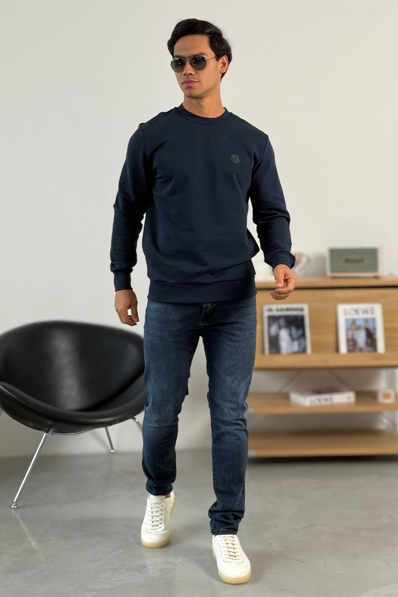 Moncler Мужской тёмно-синий свитшот logo-print