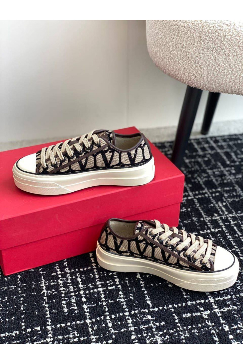 Valentino Женские кеды Toile Iconographe premium - Brown