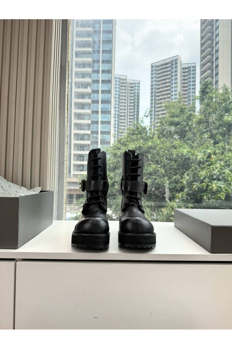 Balenciaga Женские кожаные ботинки Venom Lace-Up premium