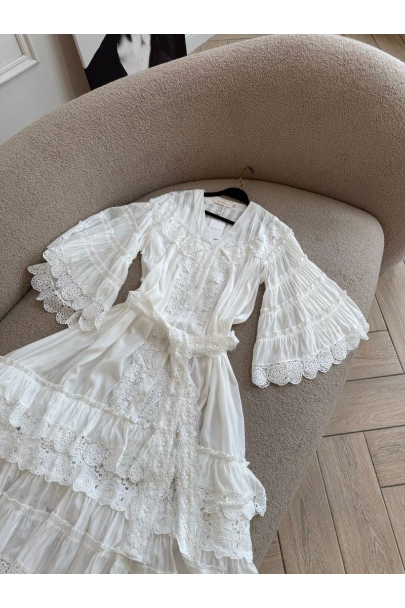 Zimmermann Женское кружевное платье белого цвета Zimmermann