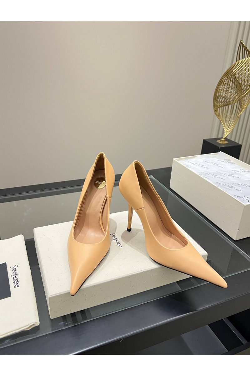 Yves Saint Laurent Женские кожаные туфли на каблуке premium
