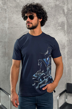 Мужская тёмно-синяя футболка 