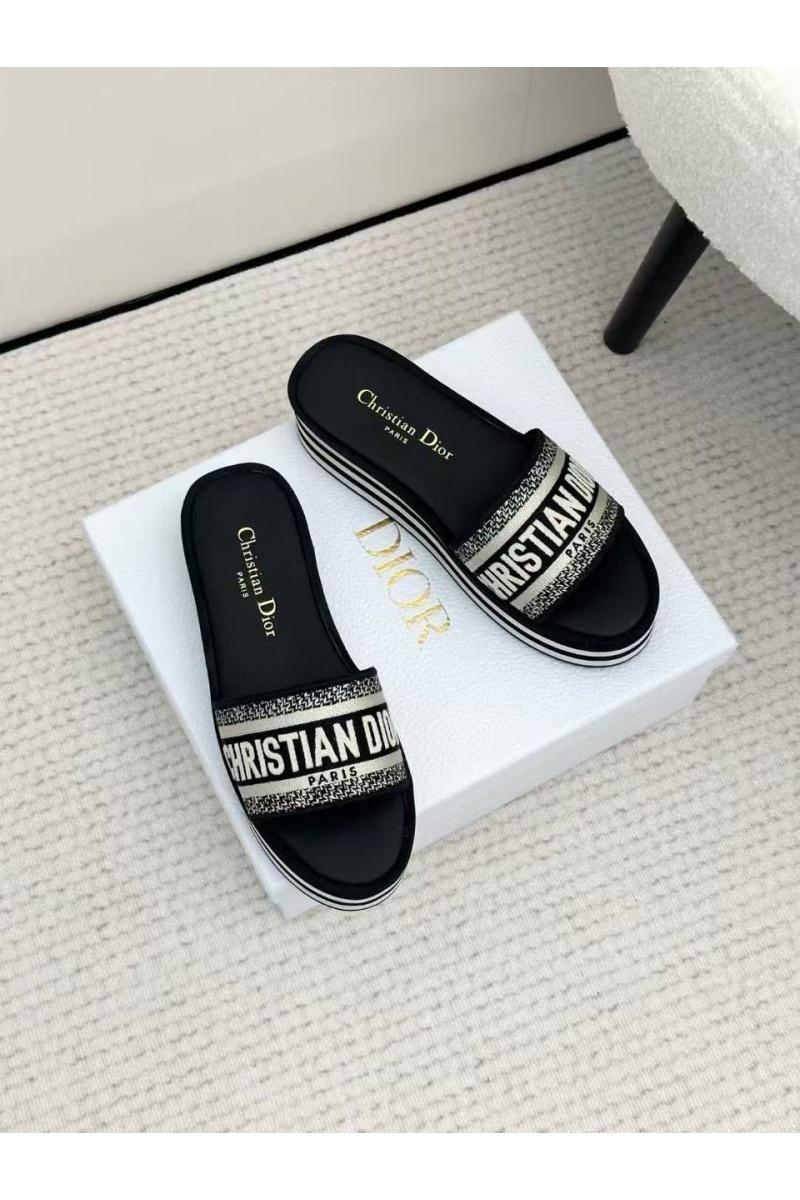 Dior Женские шлёпанцы на платформе Premium - Black