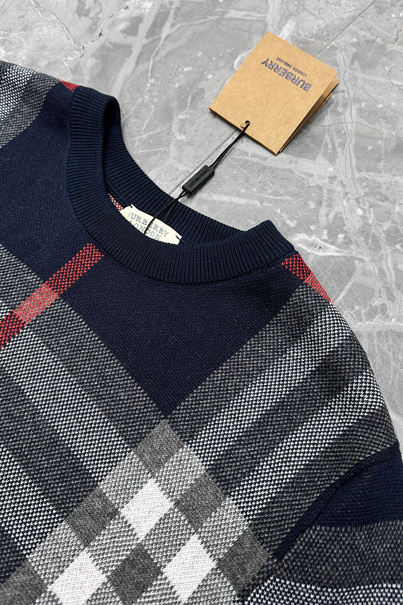 Burberry Мужская синяя кофта check pattern 