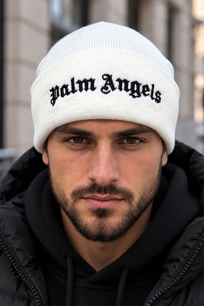 Palm Angels Мужская белаая шапка 