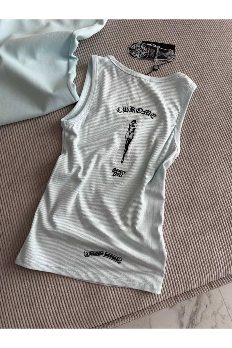 Chrome Hearts Женская голубая майка premium