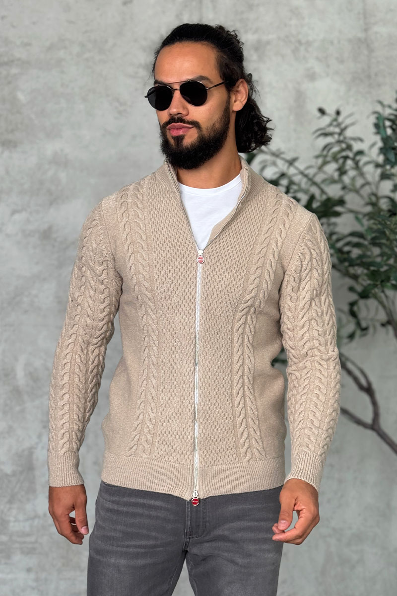 Kiton Мужской свитер бежевого цвета 