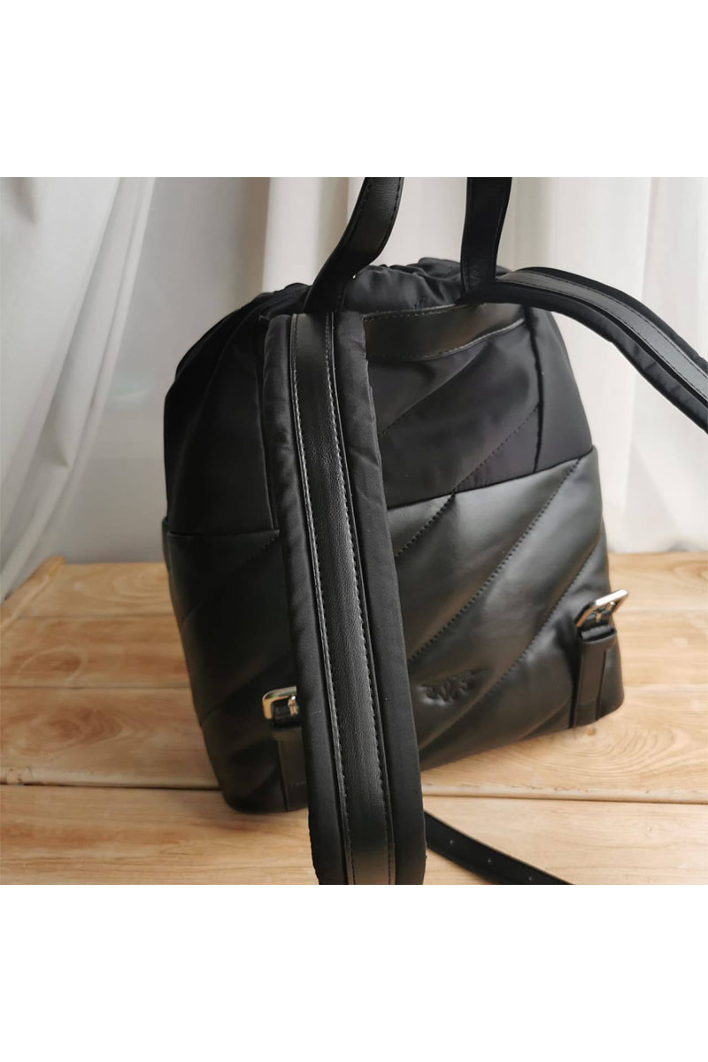 Pinko Чёрный кожаный рюкзак Love Puff 28x33 см