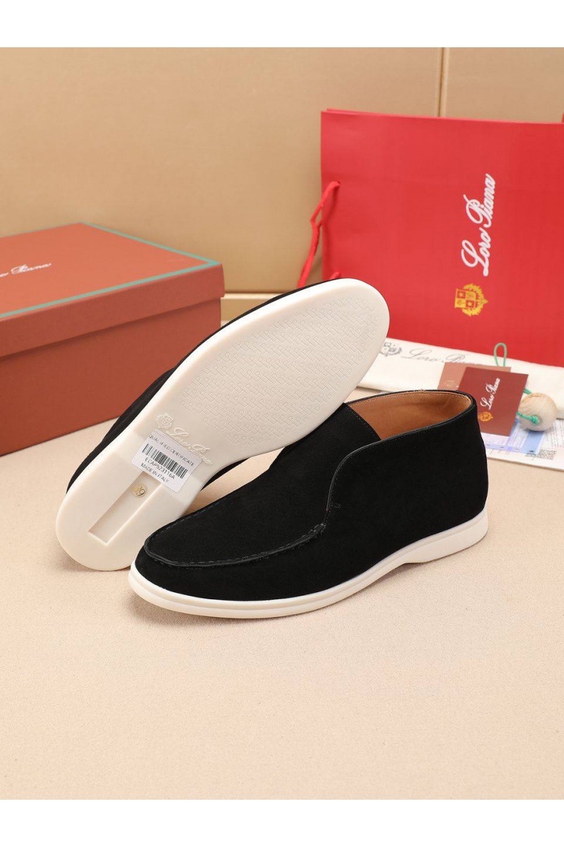Loro Piana Замшевые лоферы с меховой стелькой Open Walk - Black