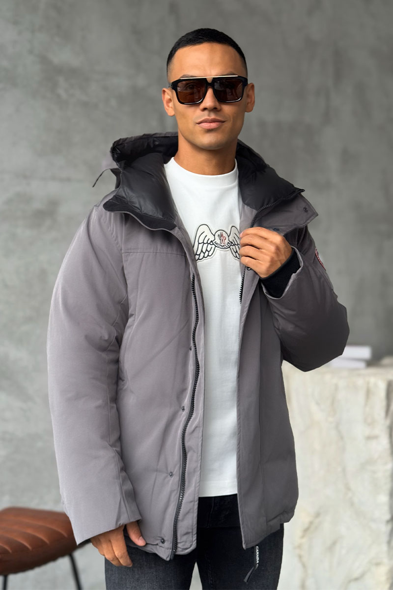 Canada Goose Серый пуховик Sanford logo-patch