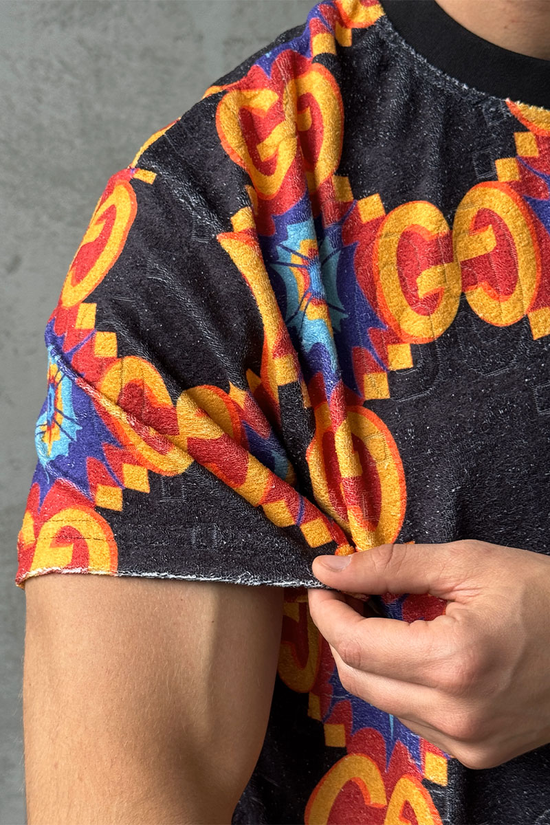 Gucci Брендовая мужская футболка GG logo all-over