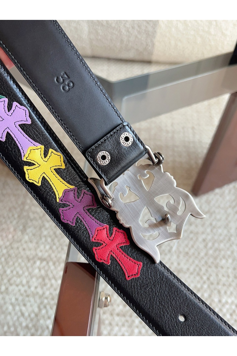 Chrome Hearts Кожаный ремень Cross Patch Cemetery premium