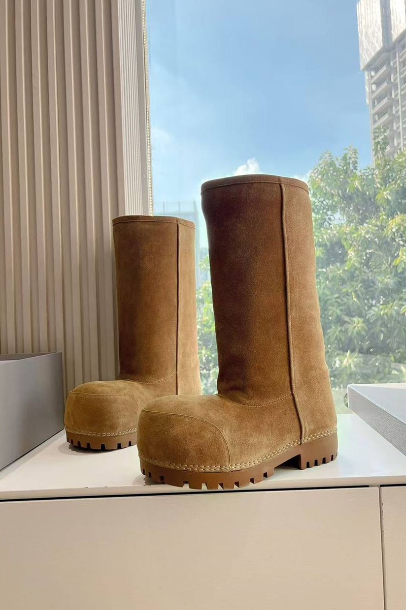 Balenciaga Женские ботинки Alaska Fur High Boot Premium  - Brown