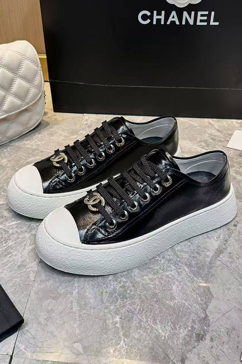 Chаnеl Женские кожаные кроссовки Chanel premium